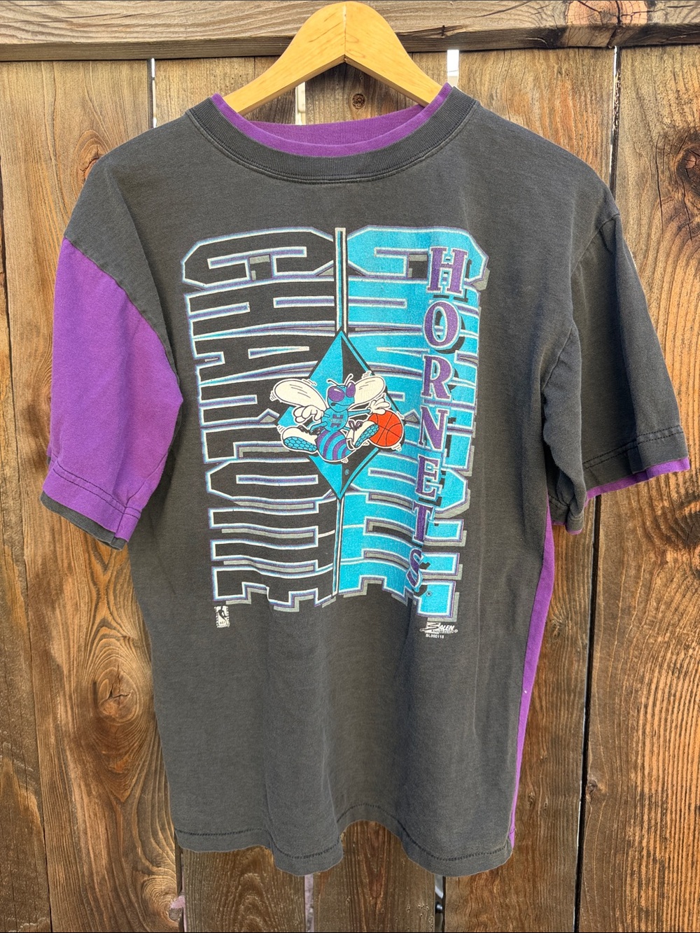 Vintage 90s NBA Charlotte Hornets Retro Basketball Rap Tee. size L. Salem